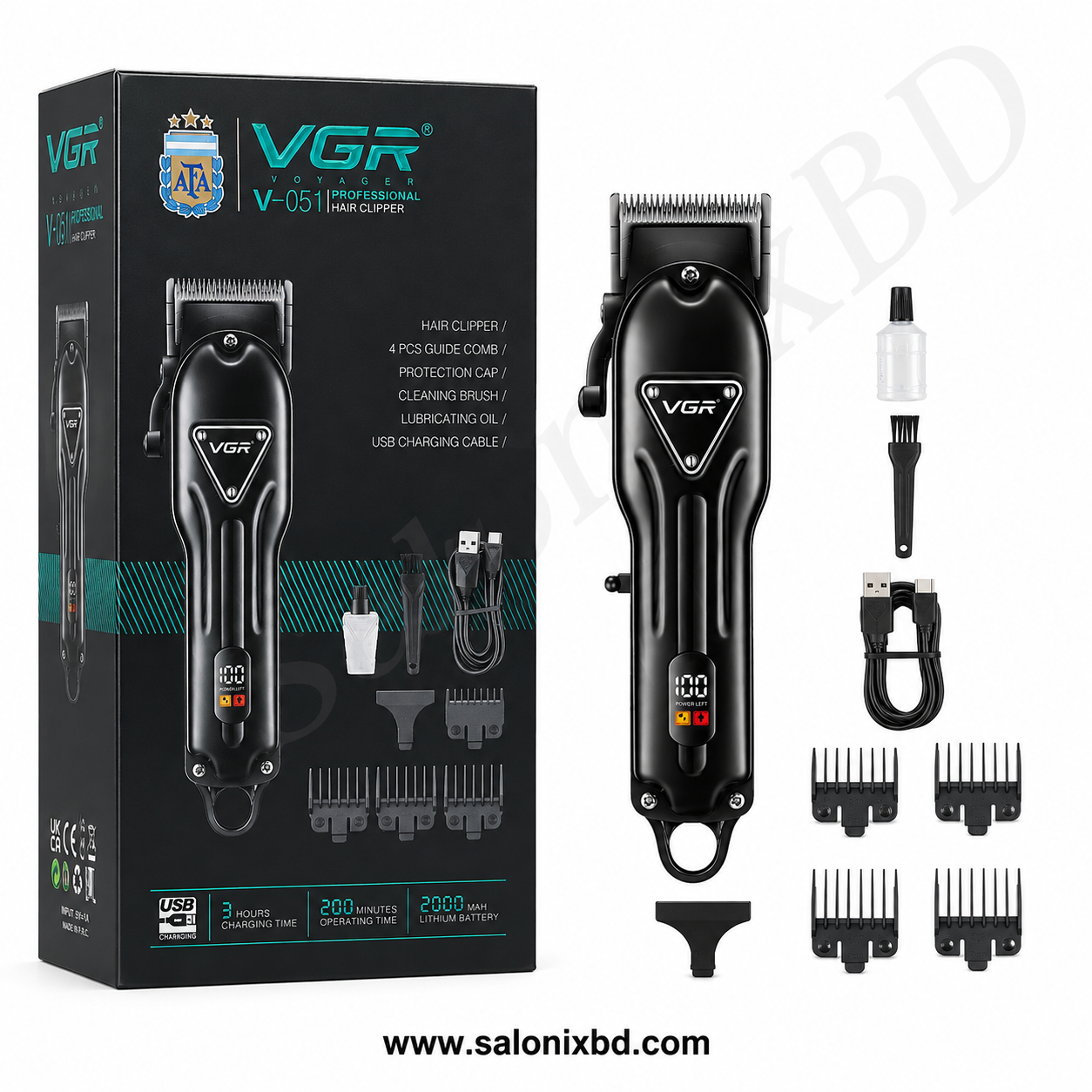 VGR V-051 Professional Hair Clipper একটি আধুনিক ও শক্তিশালী কর্ডলেস হেয়ার ক্লিপার