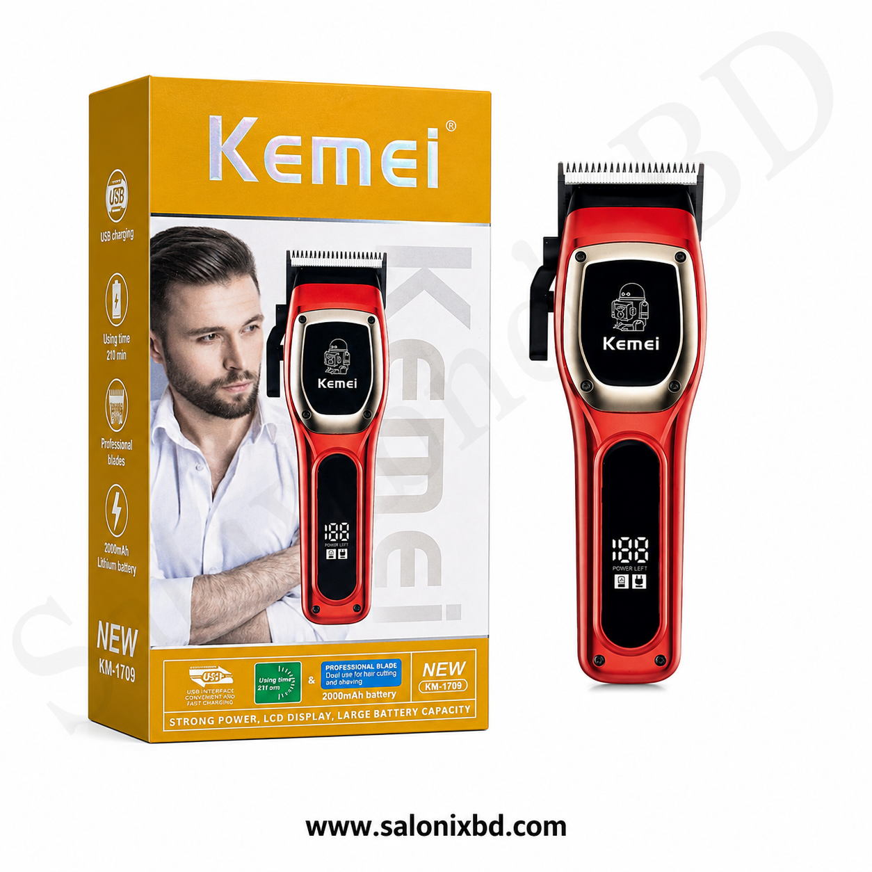 Kemei KM-1709 Professional Hair Clipper একটি শক্তিশালী, আধুনিক এবং প্রফেশনাল হেয়ার ক্লিপার