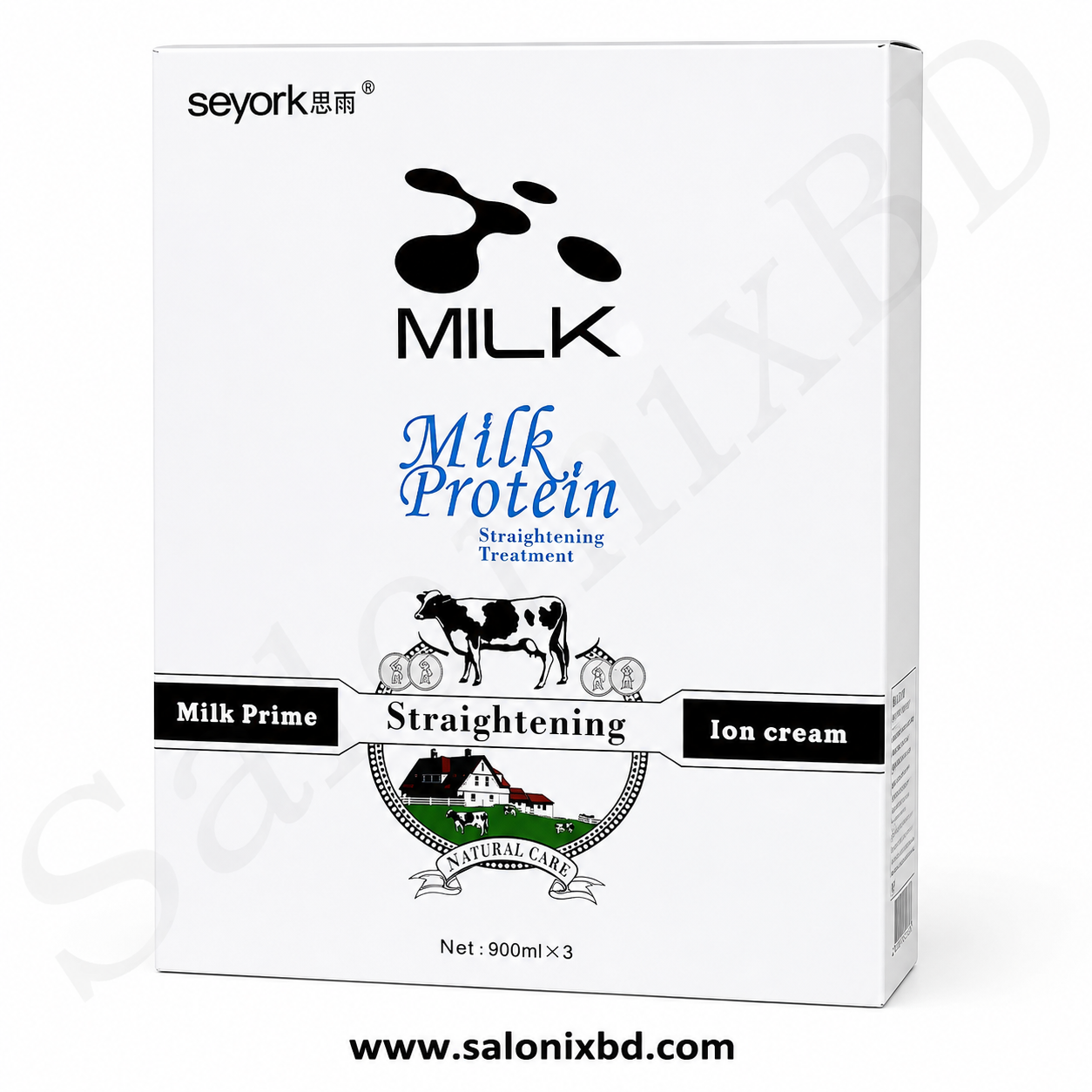 Seyork Milk Protein Straightening Treatment – 900ml × 3 একটি প্রফেশনাল হেয়ার স্ট্রেইটেনিং ও স্মুথিং সেট, যা বিশেষভাবে সেলুন ও পার্লারের ব্যবহারের জন্য তৈরি
