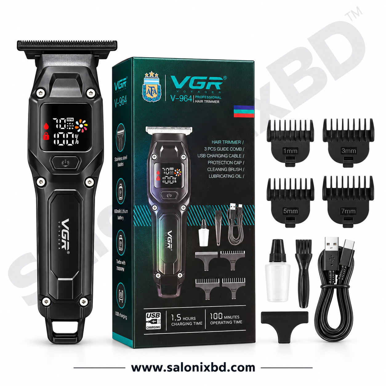VGR V-964 Professional Hair Trimmer একটি আধুনিক ও শক্তিশালী কর্ডলেস হেয়ার ট্রিমার