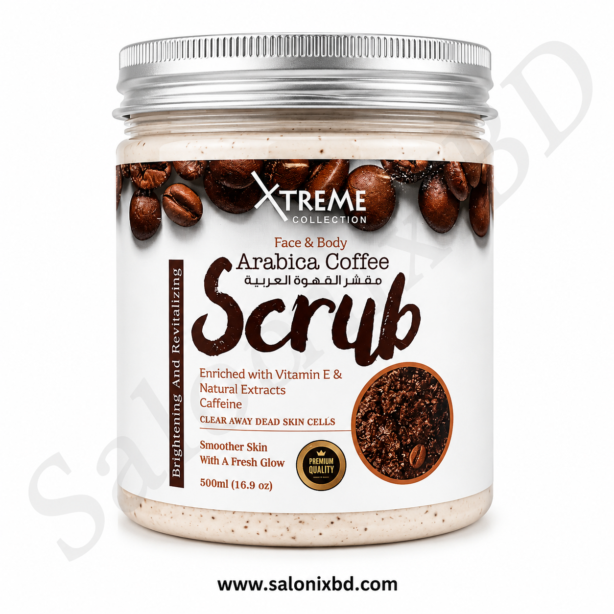 Xtreme Collection Arabica Coffee Face & Body Scrub – 500ml মুখ ও শরীরের ত্বকের জন্য তৈরি একটি এক্সফোলিয়েটিং স্ক্রাব
