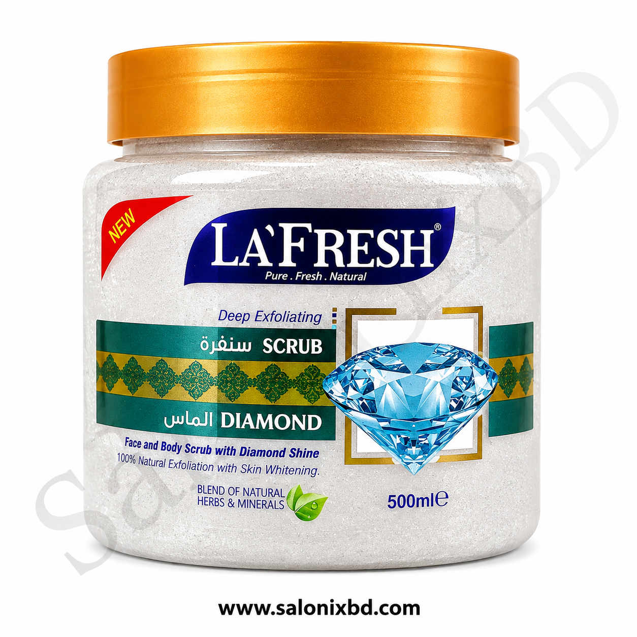 LA'FRESH Diamond Face & Body Scrub – 500ml একটি প্রিমিয়াম ডিপ এক্সফোলিয়েটিং স্ক্রাব