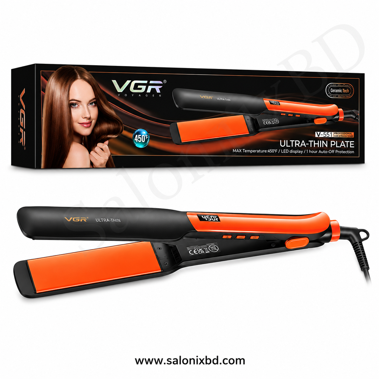VGR V-551 Professional Hair Straightener সেলুন, পার্লার ও ব্যক্তিগত ব্যবহারের জন্য উপযোগী একটি প্রফেশনাল হেয়ার স্ট্রেইটনার
