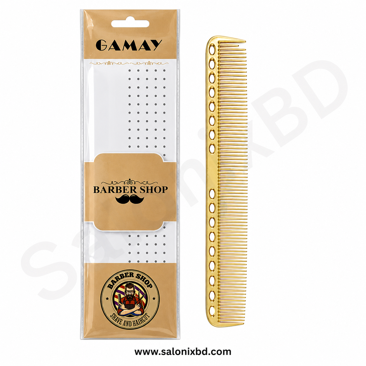 GAMAY Barber Shop Gold Professional Hair Comb স্টেইনলেস স্টিল