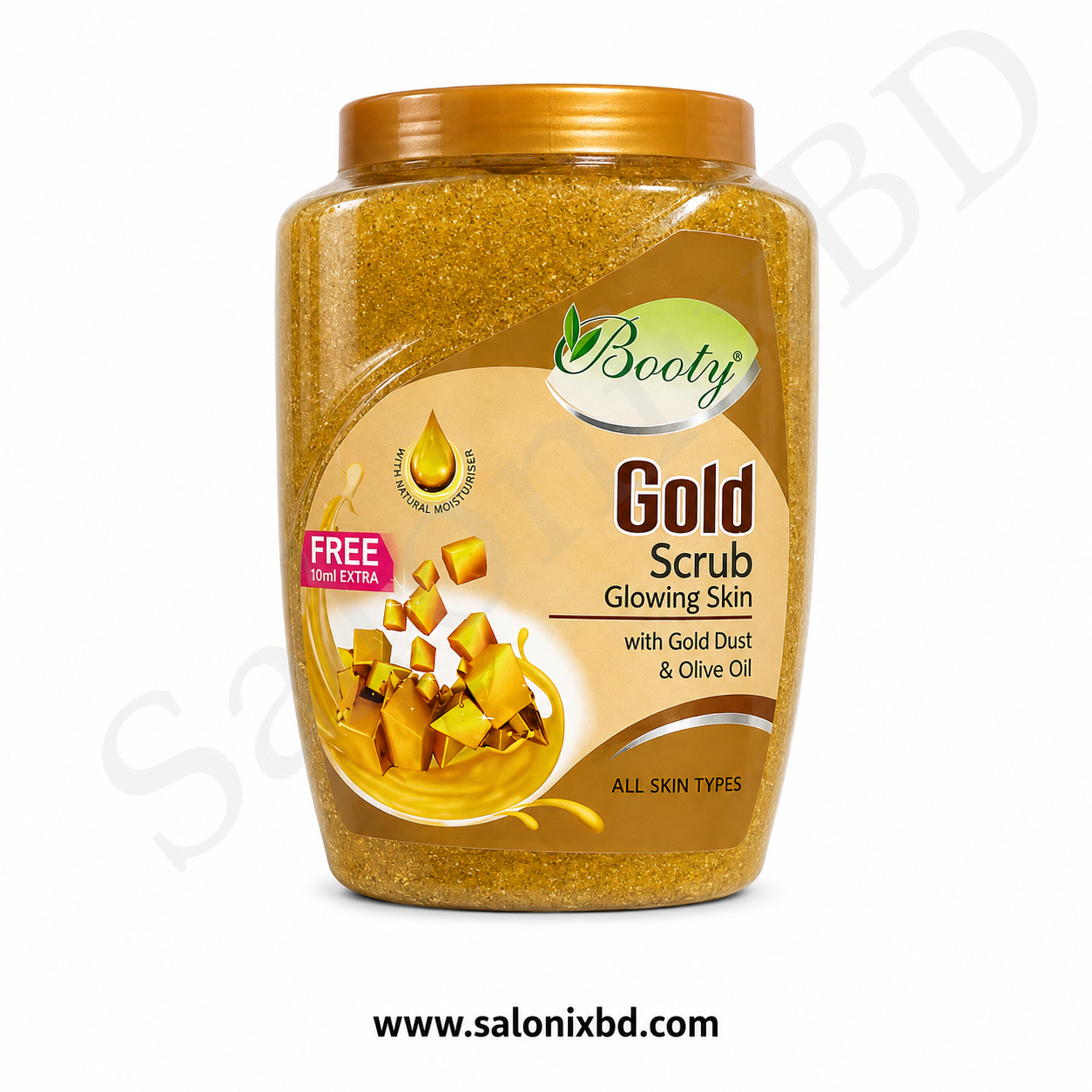 Booty Gold Scrub Glowing Skin with Gold Dust & Olive Oil (All Skin Types) একটি প্রিমিয়াম এক্সফোলিয়েটিং স্ক্রাব