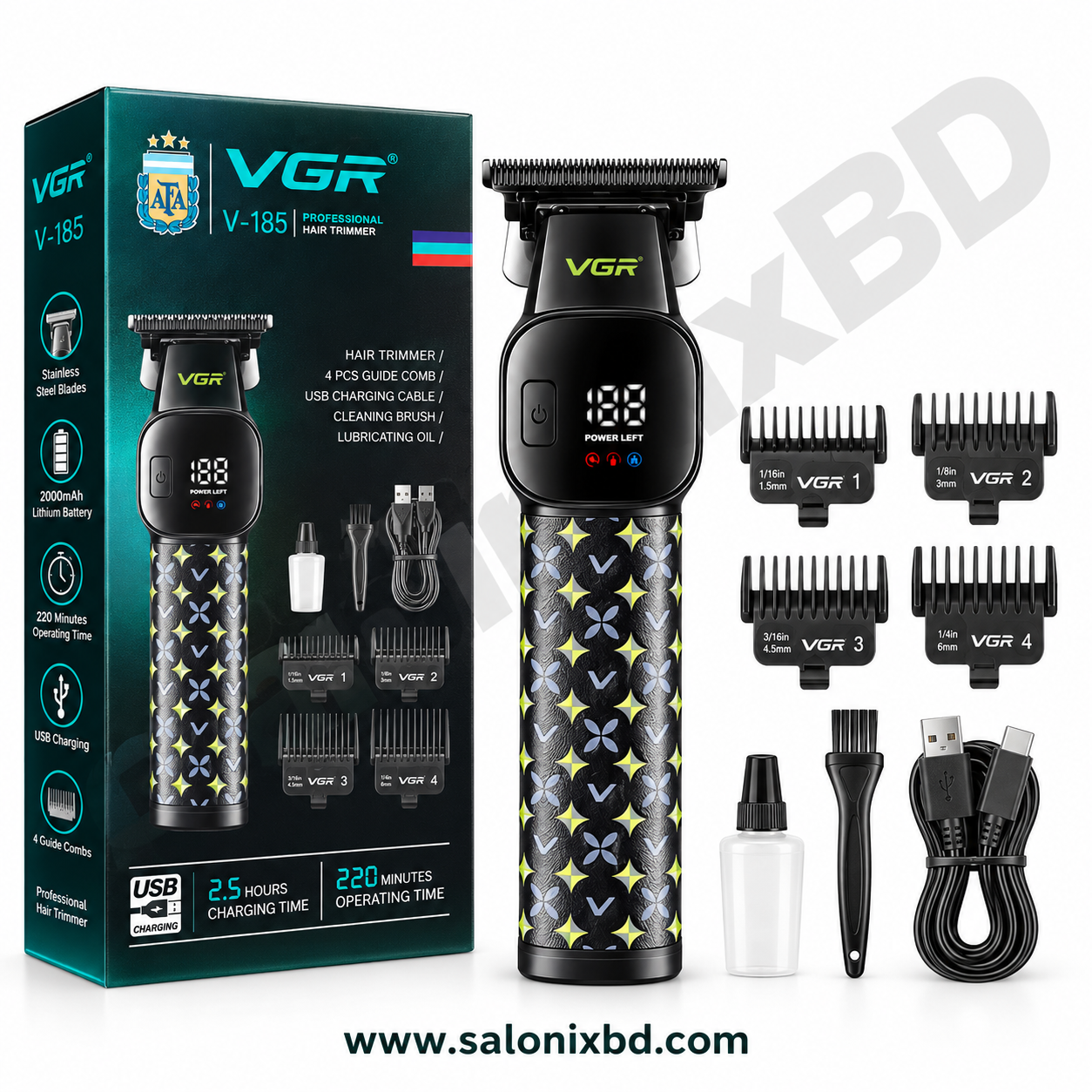 VGR V-185 Professional Hair Trimmer একটি প্রিমিয়াম মানের কর্ডলেস ট্রিমার