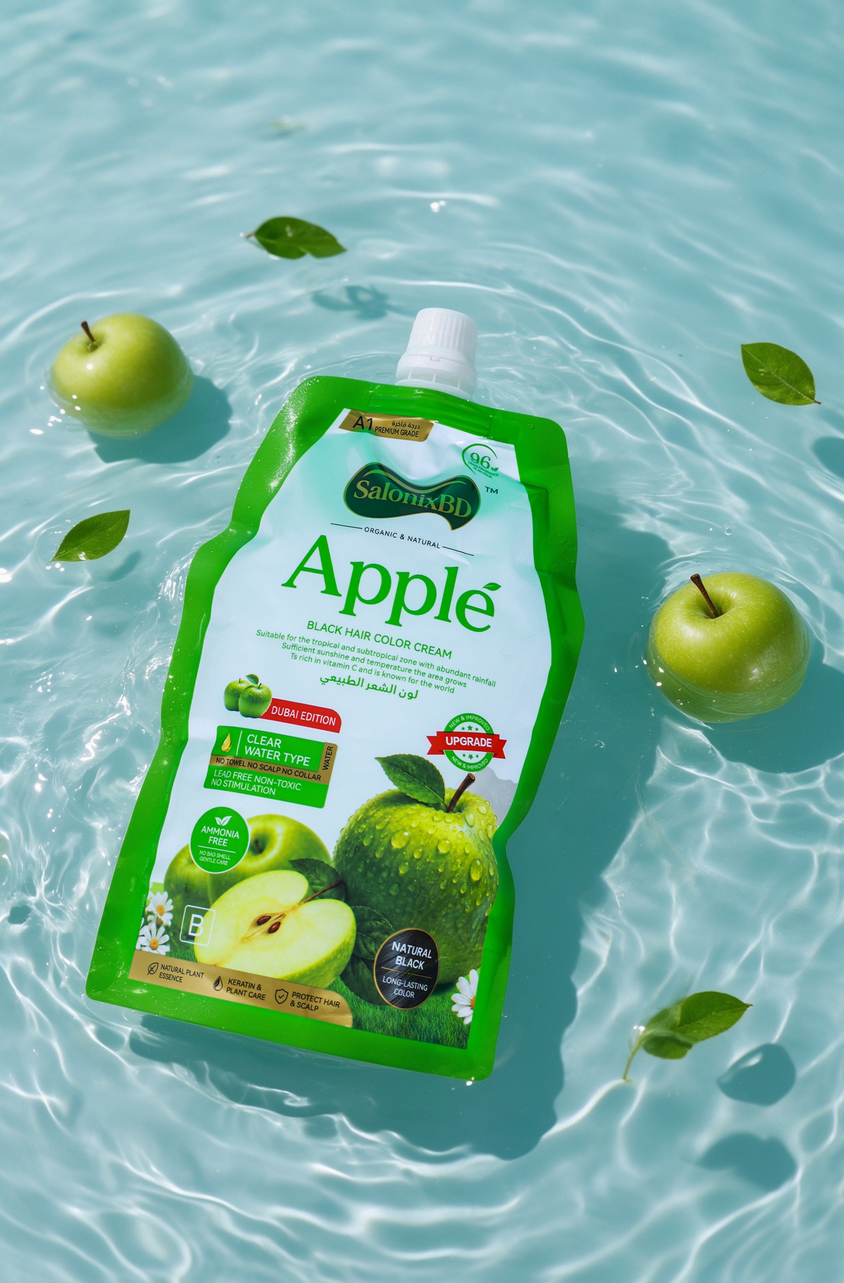 SalonixBD Apple Ammonia-Free Black Hair Cream 500ml + 500ml (Black) | অ্যামোনিয়া-মুক্ত হেয়ার কালার | SalonixBD thumbnail 5