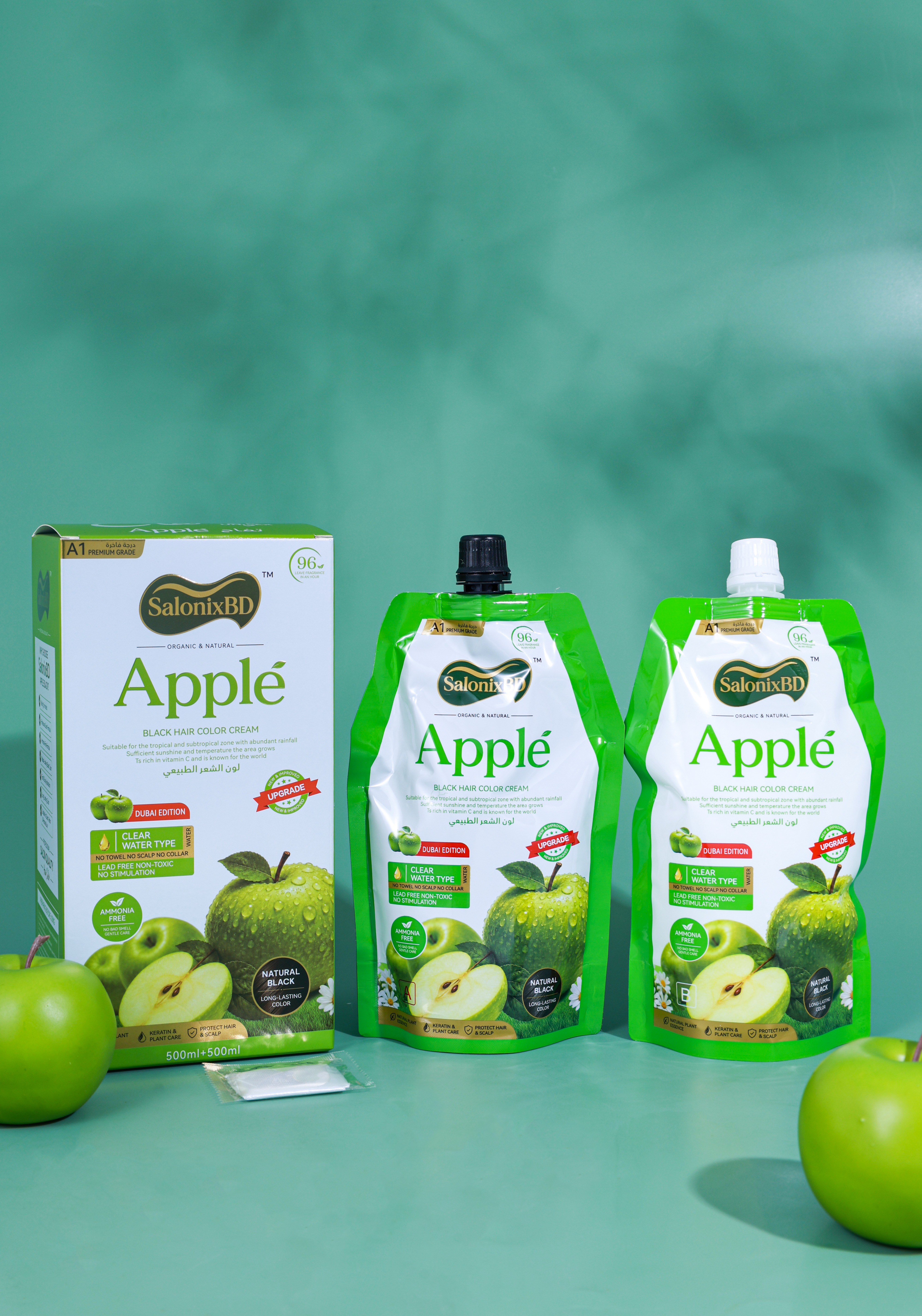 SalonixBD Apple Ammonia-Free Black Hair Cream 500ml + 500ml (Black) | অ্যামোনিয়া-মুক্ত হেয়ার কালার | SalonixBD thumbnail 2