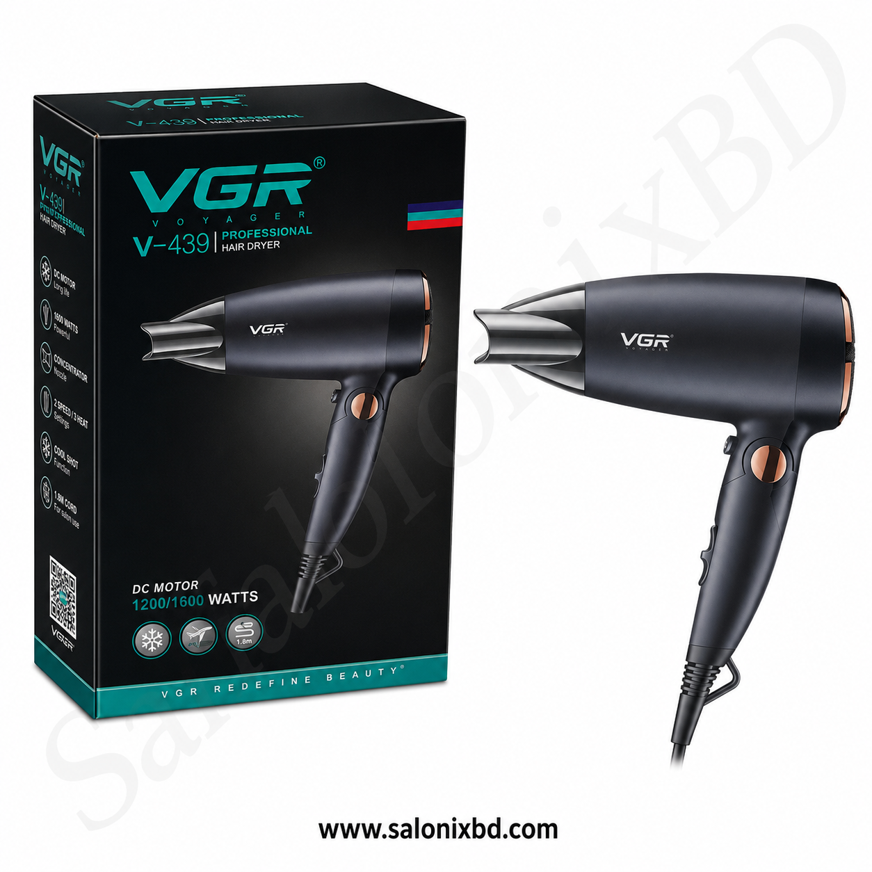 VGR V-439 Professional Hair Dryer – 1200/1600W একটি শক্তিশালী ও ব্যবহারবান্ধব হেয়ার ড্রায়ার