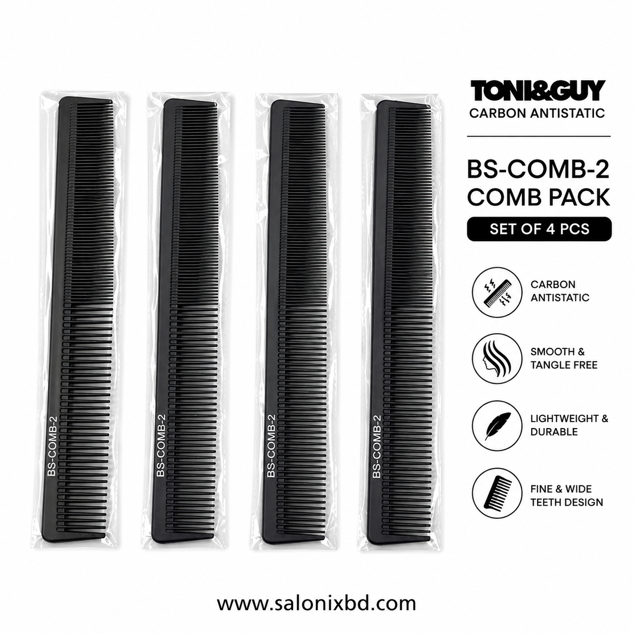TONI&GUY Carbon Antistatic Professional Comb (BS-COMB-2) thumbnail 2