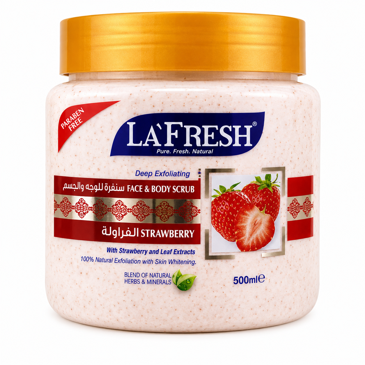 LA’FRESH Strawberry Face & Body Scrub – 500ml একটি ডিপ এক্সফোলিয়েটিং স্ক্রাব