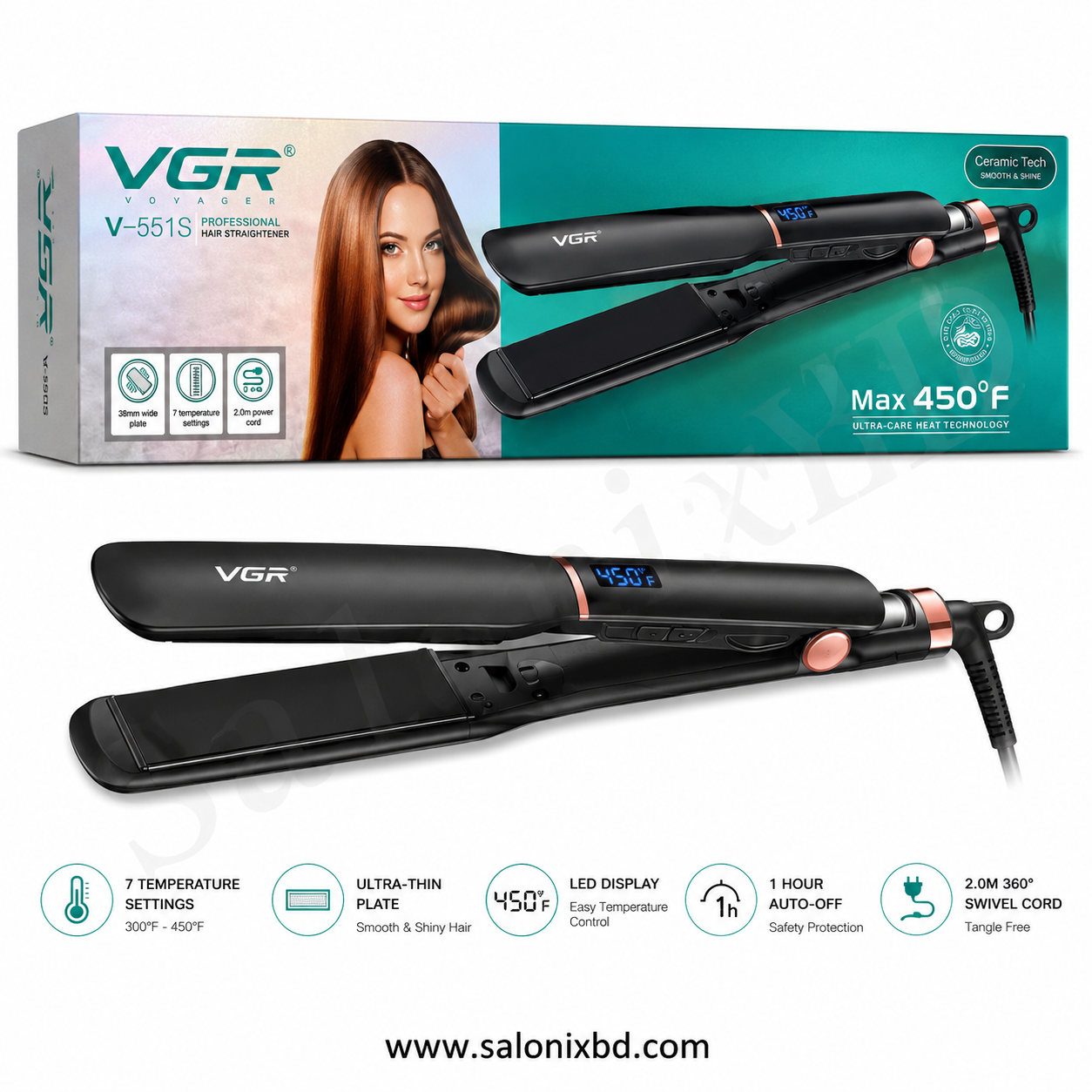 VGR V-519S Professional Hair Straightener সেলুন, পার্লার ও ব্যক্তিগত ব্যবহারের জন্য উপযোগী একটি প্রফেশনাল হেয়ার স্ট্রেইটনার