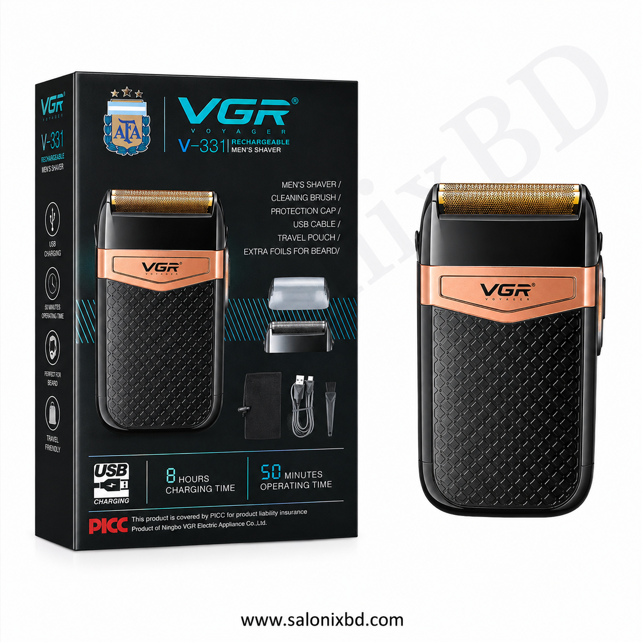 VGR V-331 Rechargeable Men’s Shaver পুরুষদের দৈনন্দিন দাড়ি শেভিং ও গ্রুমিংয়ের জন্য কমপ্যাক্ট রিচার্জেবল ফয়েল শেভার