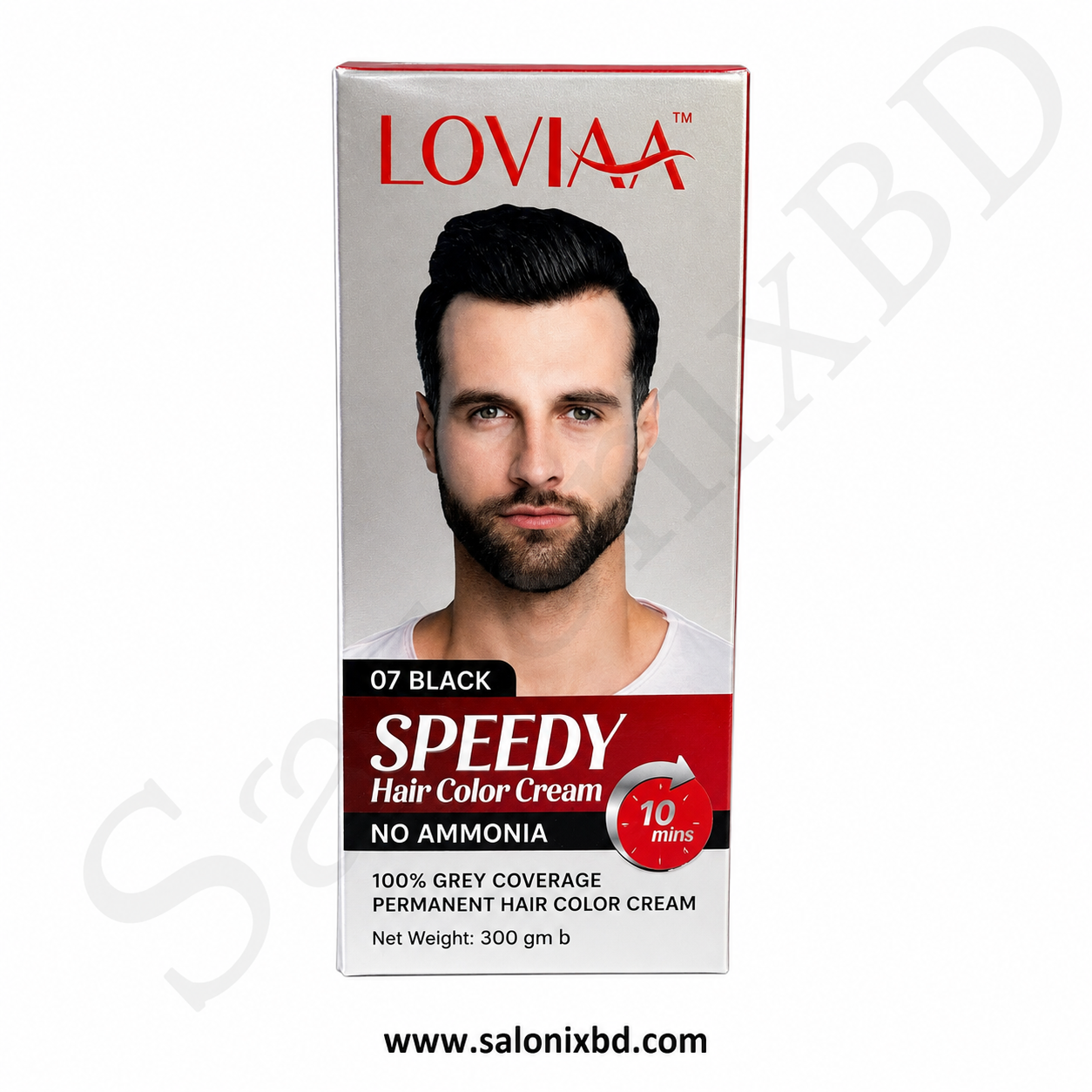 Lovia Speedy Hair Color Cream 07 Black একটি অ্যামোনিয়া-মুক্ত (No Ammonia) পার্মানেন্ট হেয়ার কালার, যা মাত্র ১০ মিনিটে
