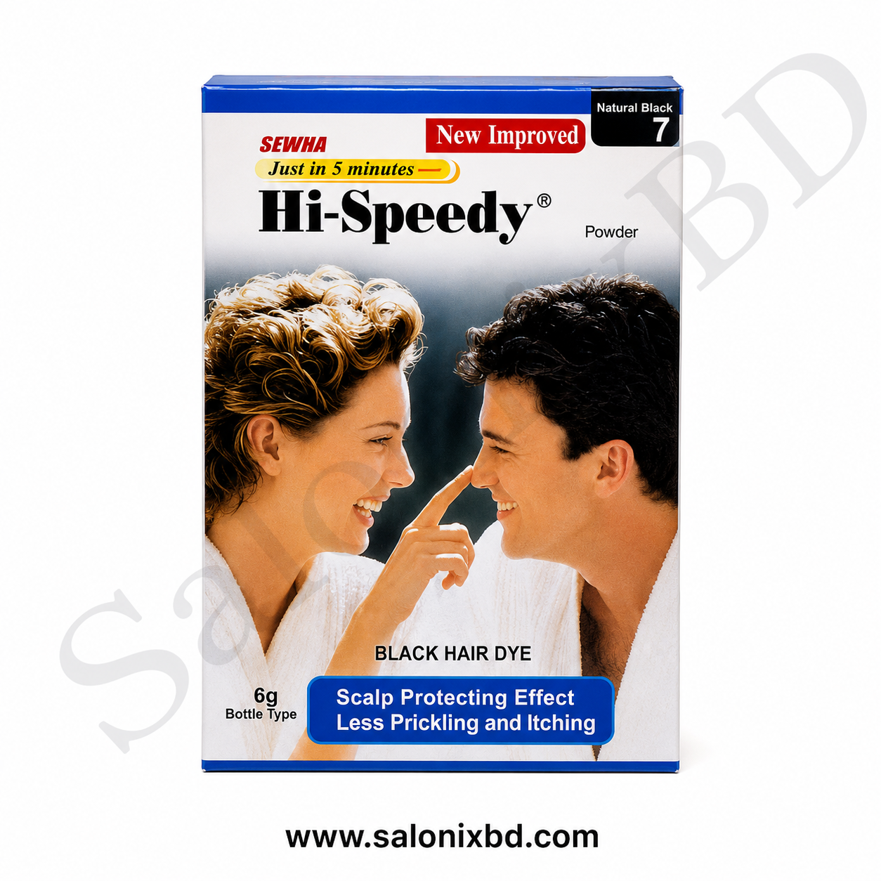 Hi-Speedy Powder Black Hair Dye (Natural Black 7) হলো দ্রুত ব্যবহারের জন্য উপযোগী একটি পাউডার-ভিত্তিক হেয়ার ডাই