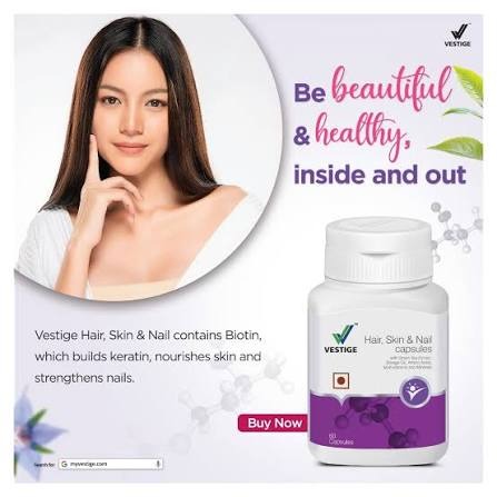 Vestige Hair, Skin & Nail 60 Capsules চুল, ত্বক ও নখের সার্বিক পুষ্টি সম্পূরক thumbnail 2