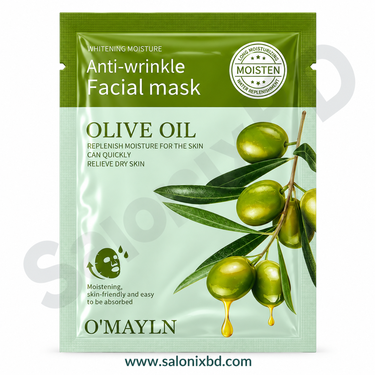 O’MAYLN Olive Oil Anti-Wrinkle Facial Mask হলো Olive Oil ভিত্তিক একটি moisturizing facial sheet mask