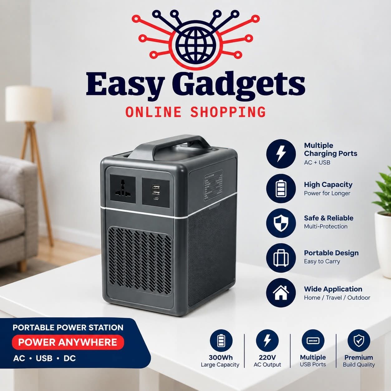 GearUP Core 300 - Portable Solar Power Station (300W, 1004Wh) 🔋⚡