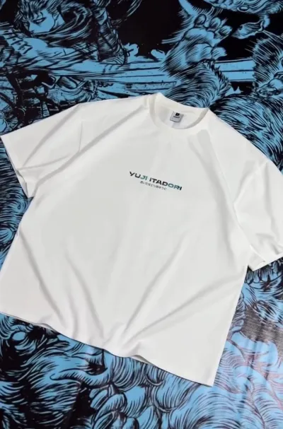 Jujutsu Kaisen "Yuji Itadori" Anime Graphic Dropshoulder T-Shirt - White_img_1