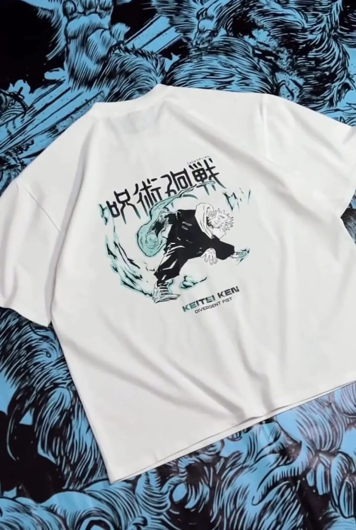 Jujutsu Kaisen "Yuji Itadori" Anime Graphic Dropshoulder T-Shirt - White