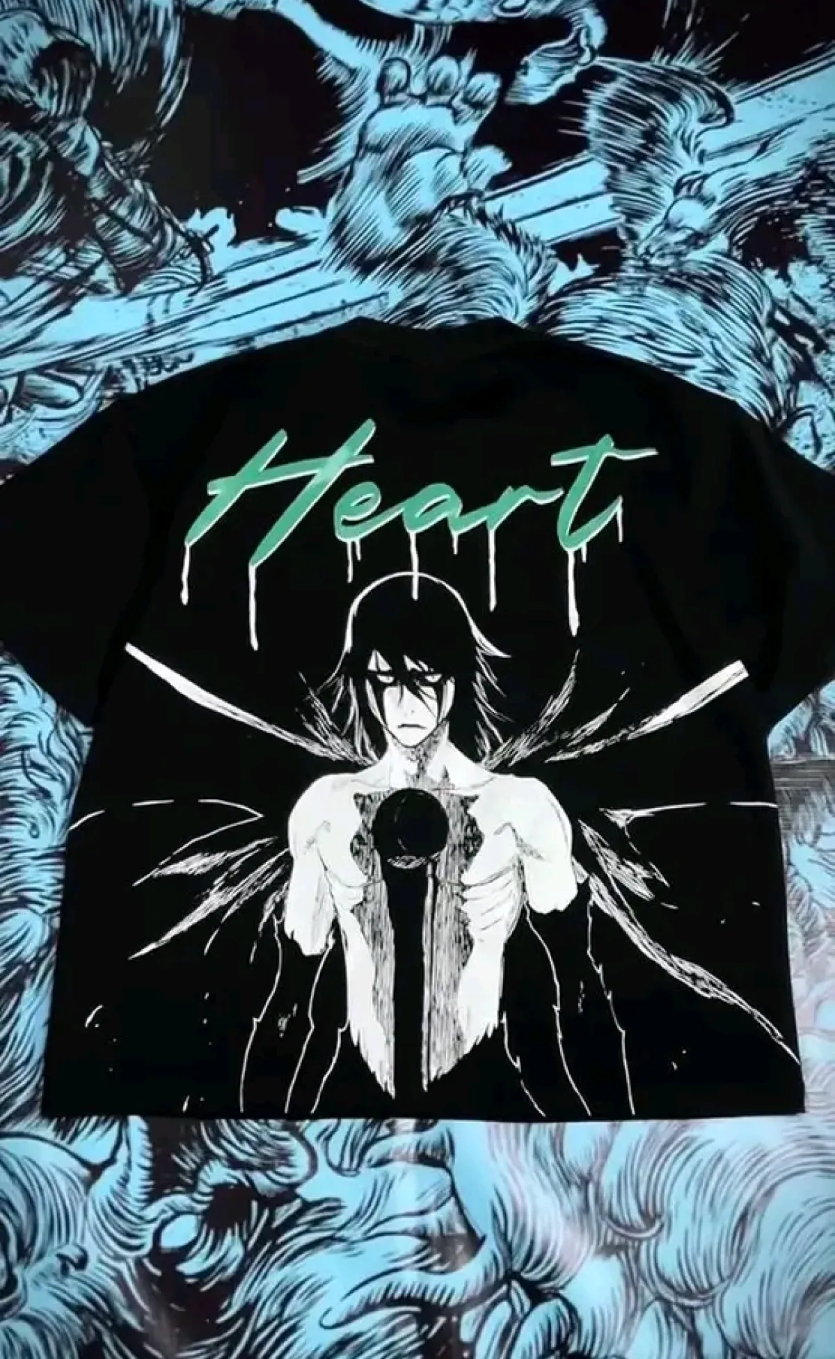 Ulquiorra Cifer "Heart" Bleach Anime Oversized T-Shirt - Black