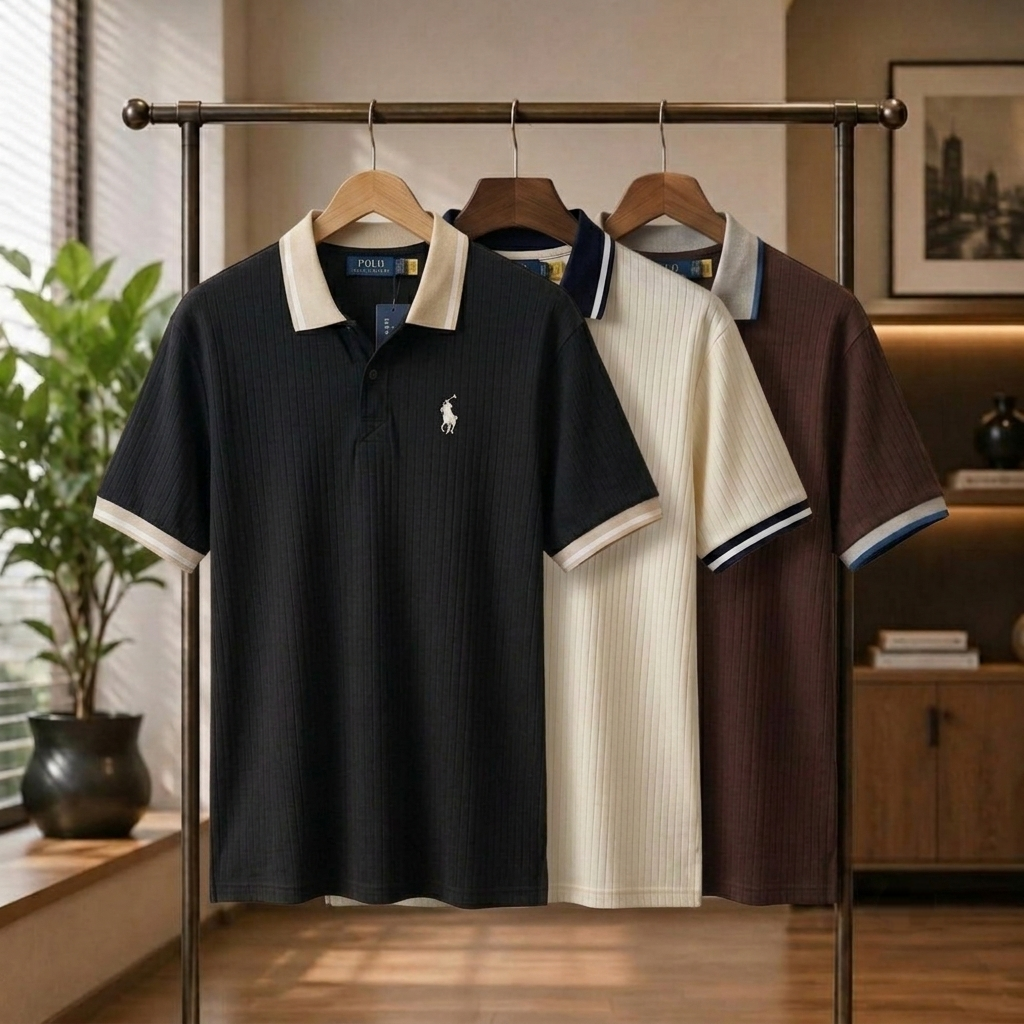 BLACK, OFF-WHITE & BROWN US POLO T-SHIRT COMBO