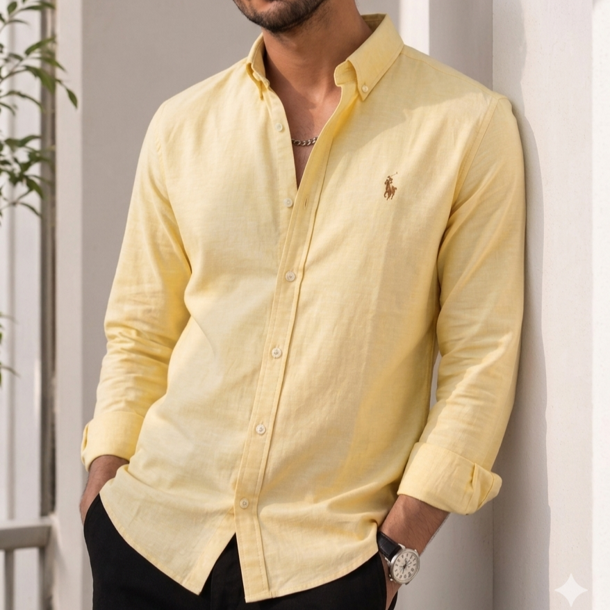 Light Yellow Color Lacoste Oxford Shirt