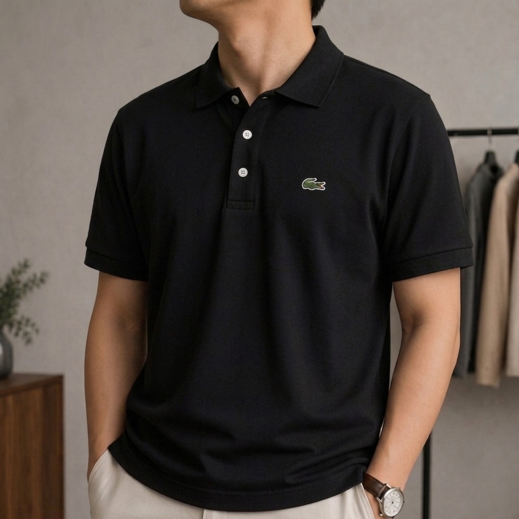 BLACK LACOSTE POLO T-SHIRT