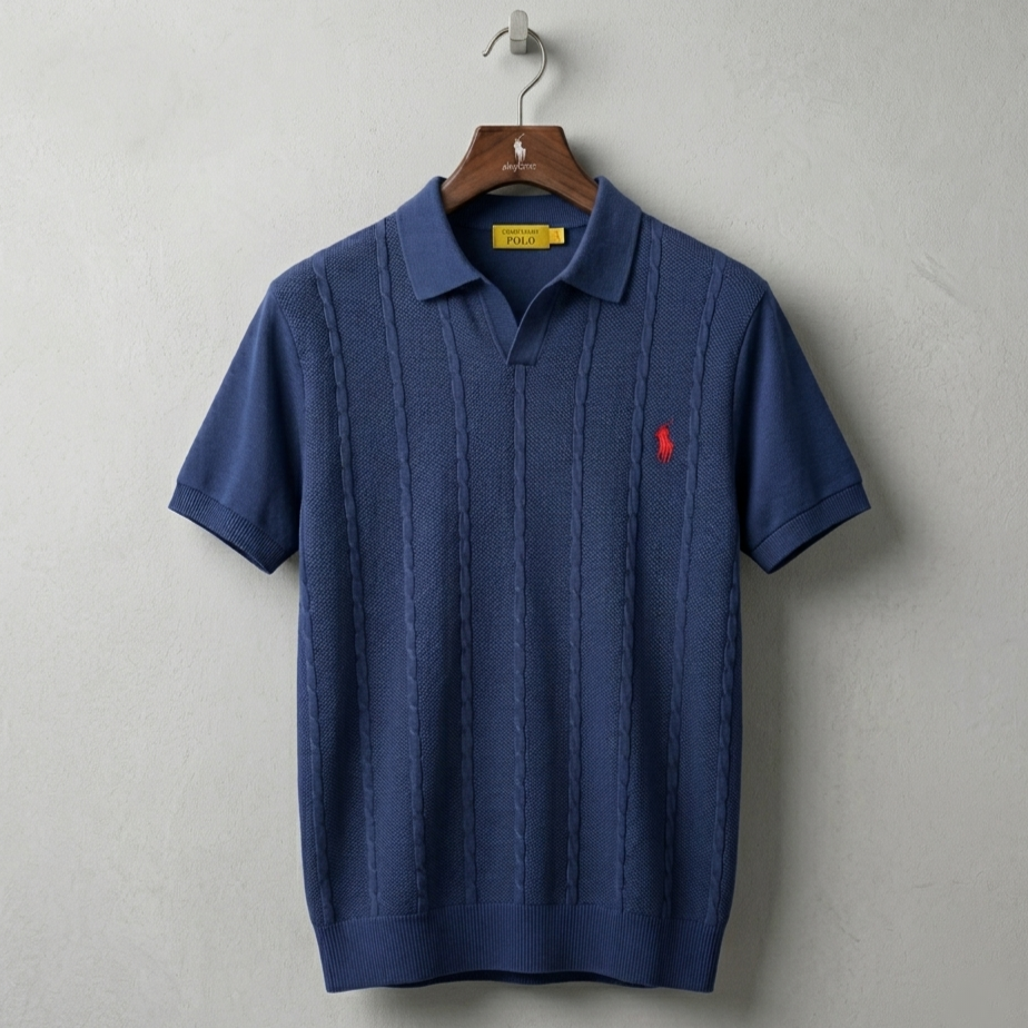 NAVY BLUE CABLE POLO