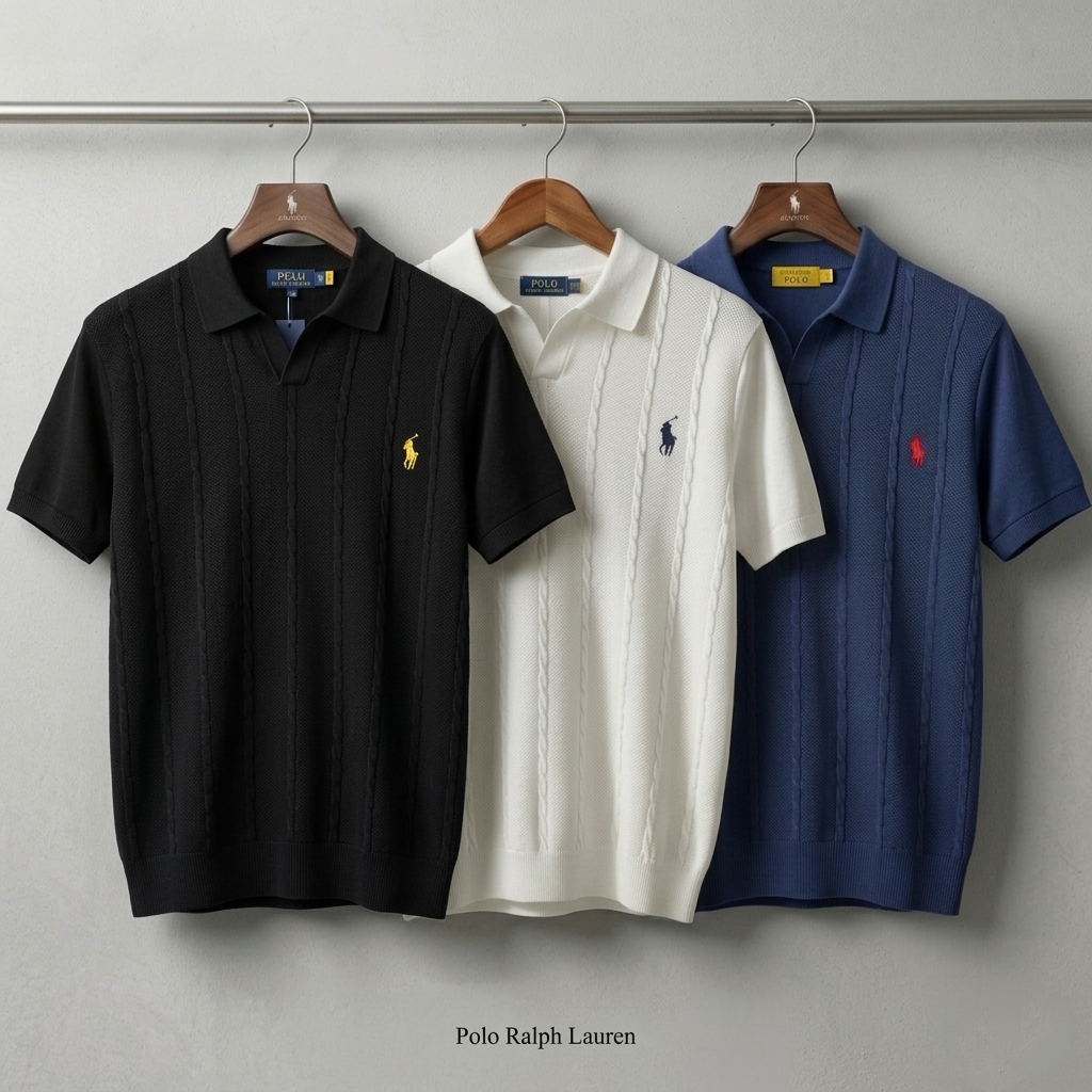 BLACK, NAVY & WHITE COMBO CABLE POLO
