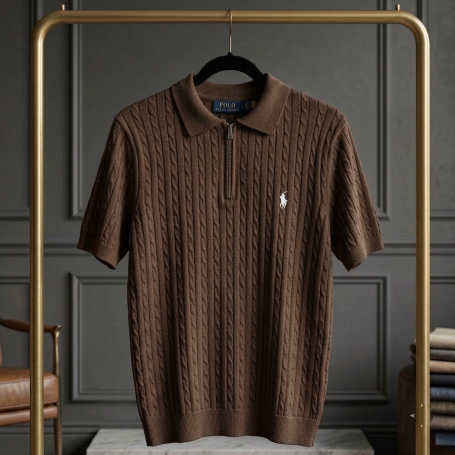 COFFEE CABLE ZIP POLO T-SHIRT