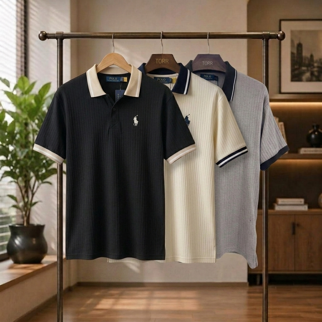 BLACK, OFF-WHITE & LIGHT GREY US POLO T-SHIRT COMBO
