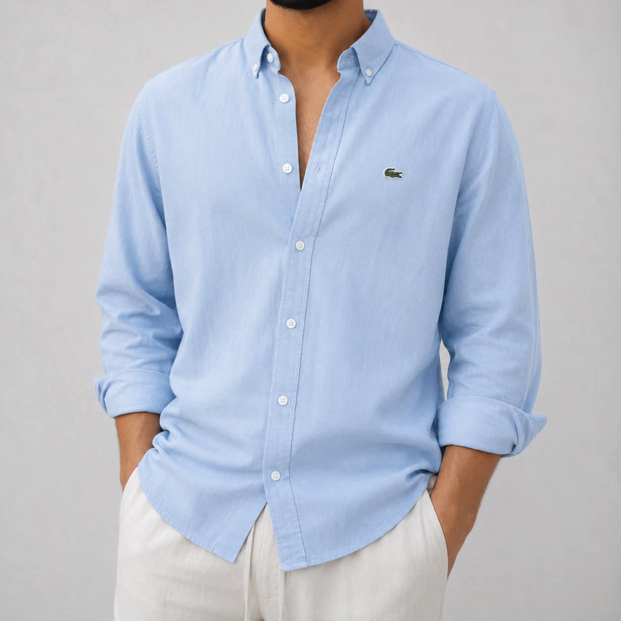 Sky Blue Color Lacoste Oxford Shirt