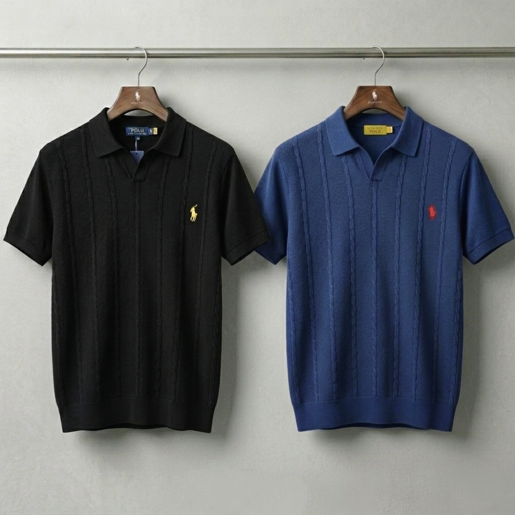 BLACK & NAVY COMBO CABLE POLO