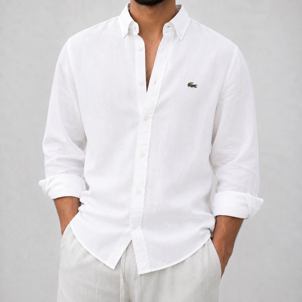 White Color Lacoste Oxford Shirt