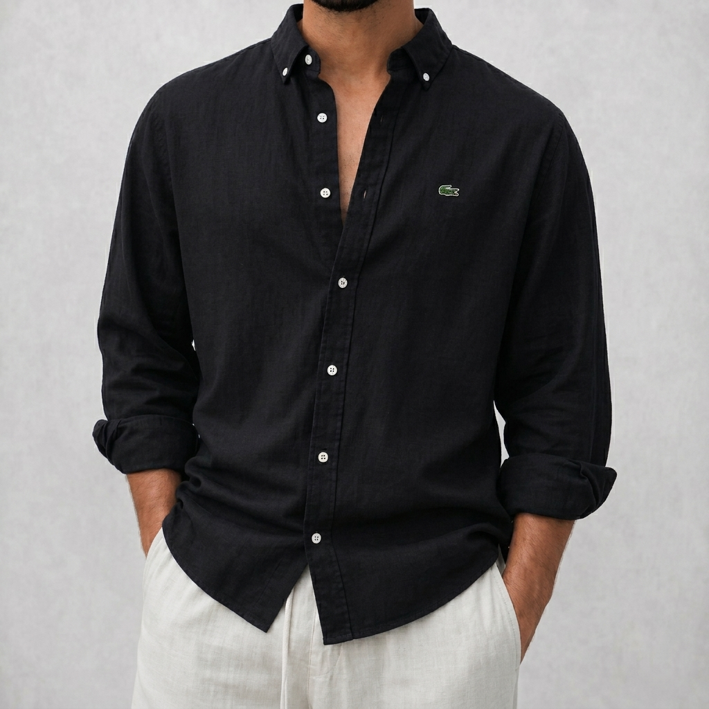 Black Color Lacoste Oxford Shirt