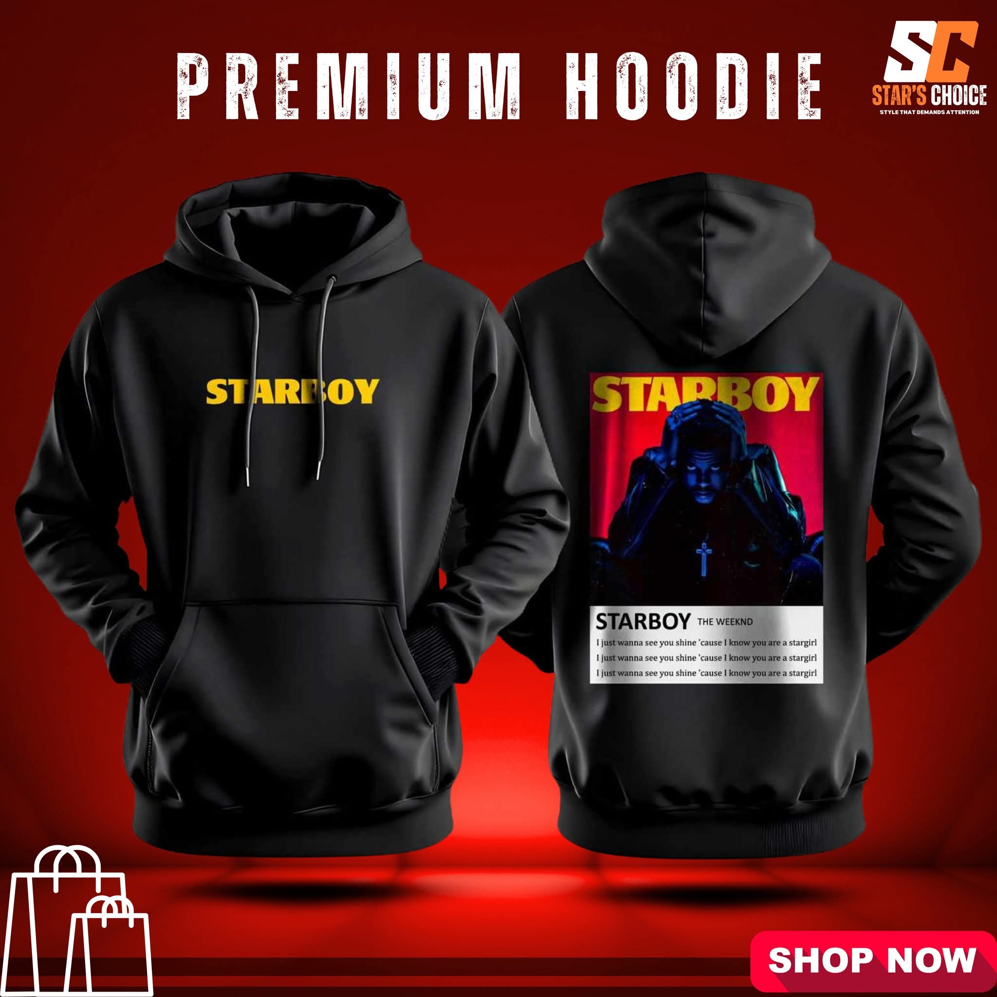 BLACK STARBOY OVERSIZED HOODIE