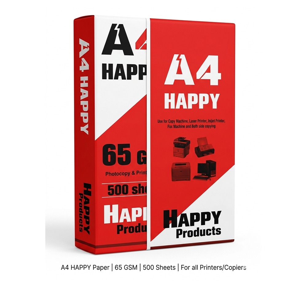 Happy A4 Offset Paper 65 GSM- (500 Sheet)