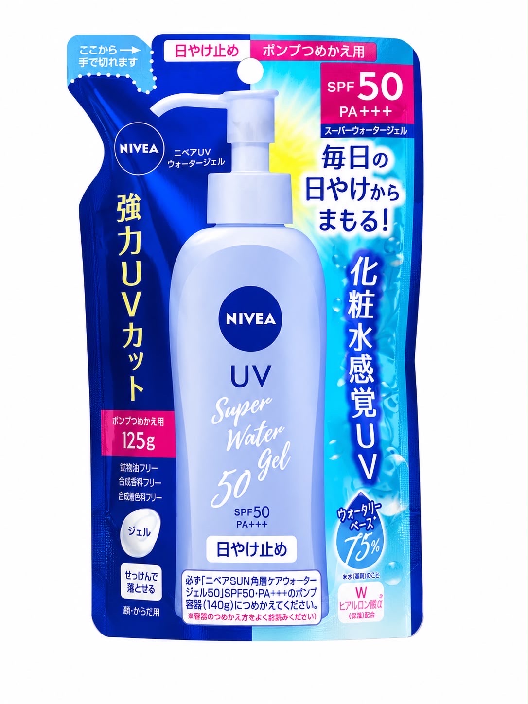 NIVEA UV Super Water gel spf50 PA+++ (refill 125g) - Image 1