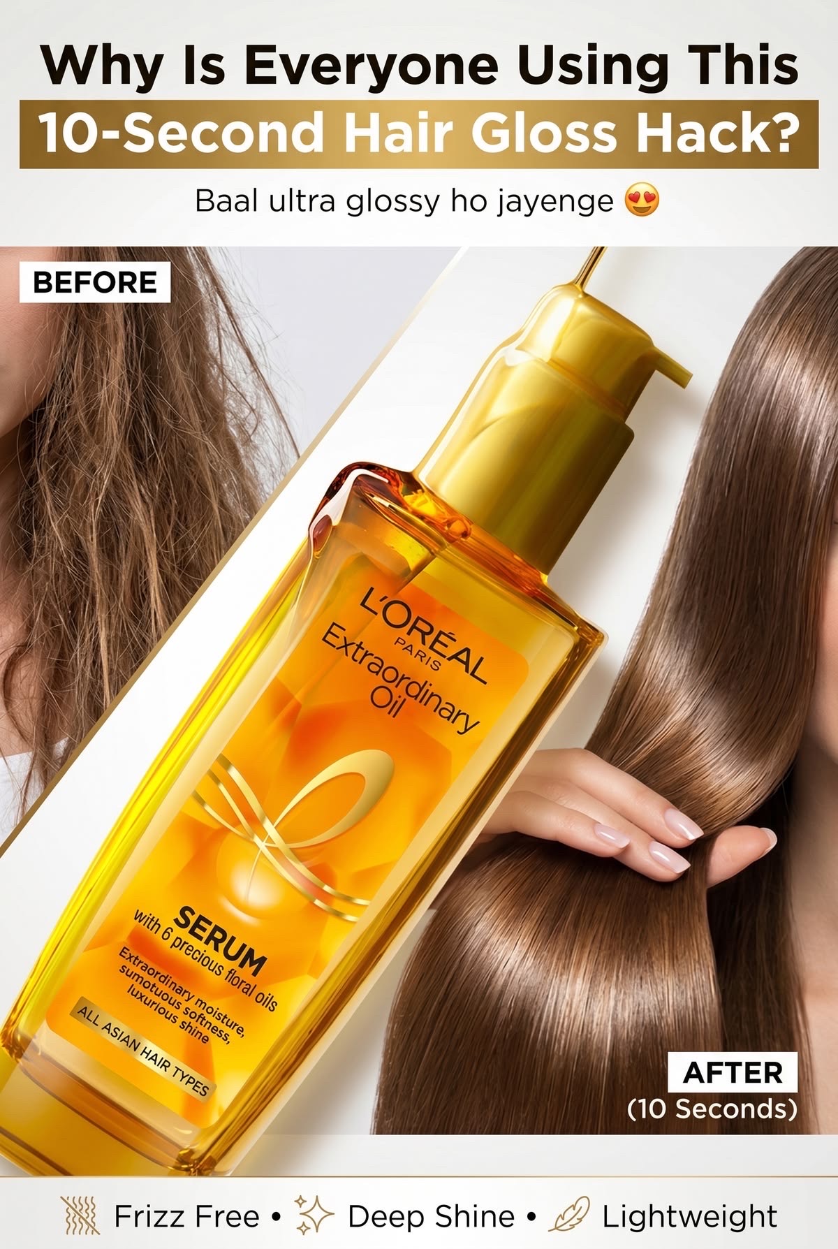 L'Oreal Paris Hair Oil, Elseve Extraordinary Oil, Airy Silk (100ml) - Image 2