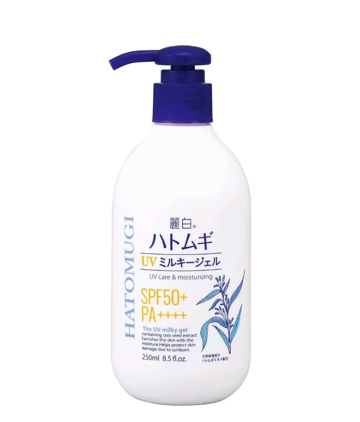 Reihaku Hatomugi Spf50+ PA ++++ The milky gel pump (250ml) - Image 1