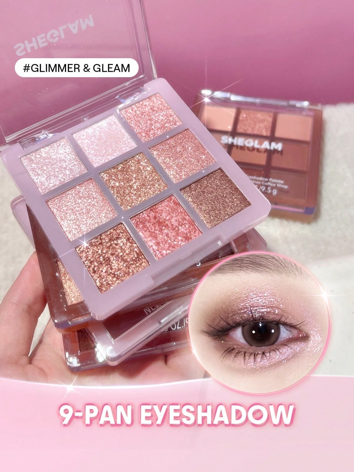SHEGLAM 9 Pan eyeshadow pallet Glimmer &Glams - Image 1