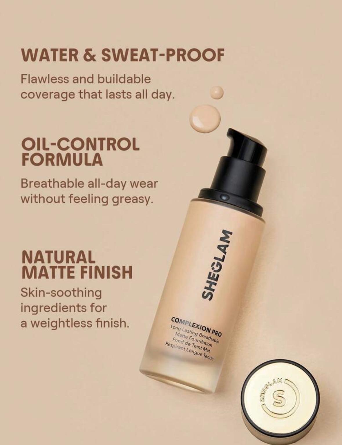 SHEGLAM Complexion Pro Long Lasting Breathable Matte Foundation (Shell) - Image 2