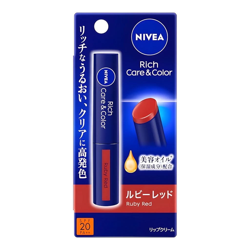 Nivea rich Color and care spf20 lip balm (ruby red) - Image 1