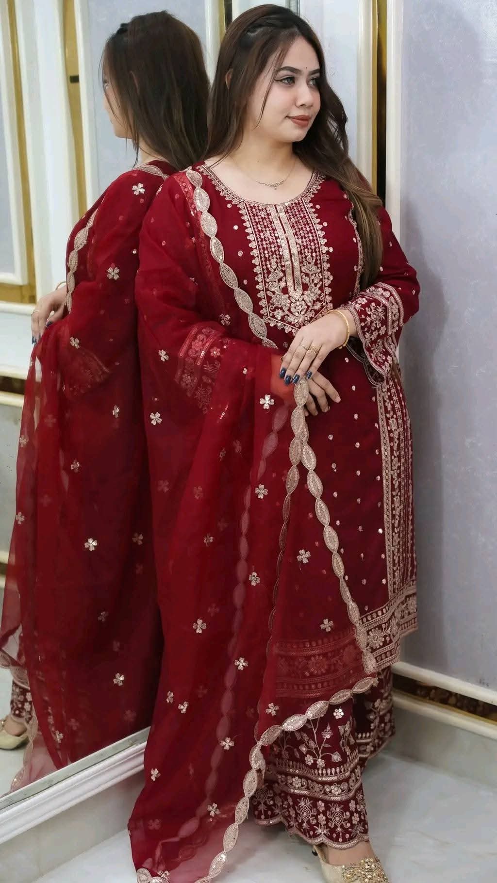 Premium Soft Jorjet With sequence embroidery Three Piece_img_2