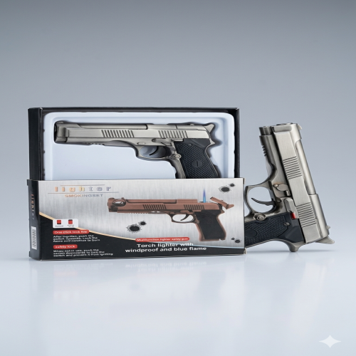 Pistol Shaped Windproof Torch Lighter with Blue Flame_img_2