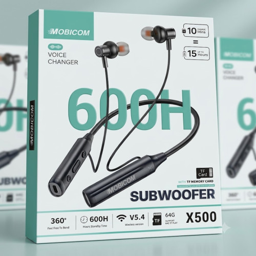 Mobicom X500 Wireless Neckband with Voice Changer & Subwoofer – 600H Standby Tim_img_1