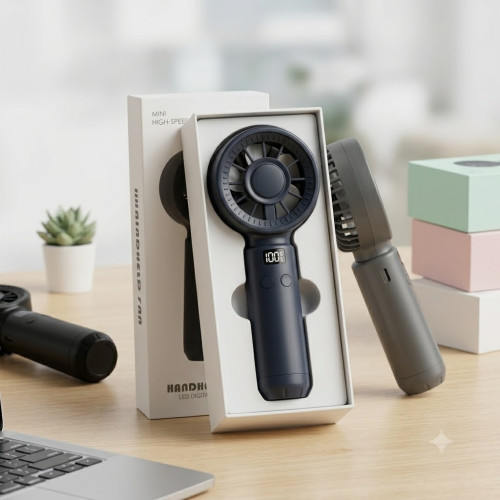 Compact Smart Hand Fan with Digital Speed Indicator 100-Speed_img_2