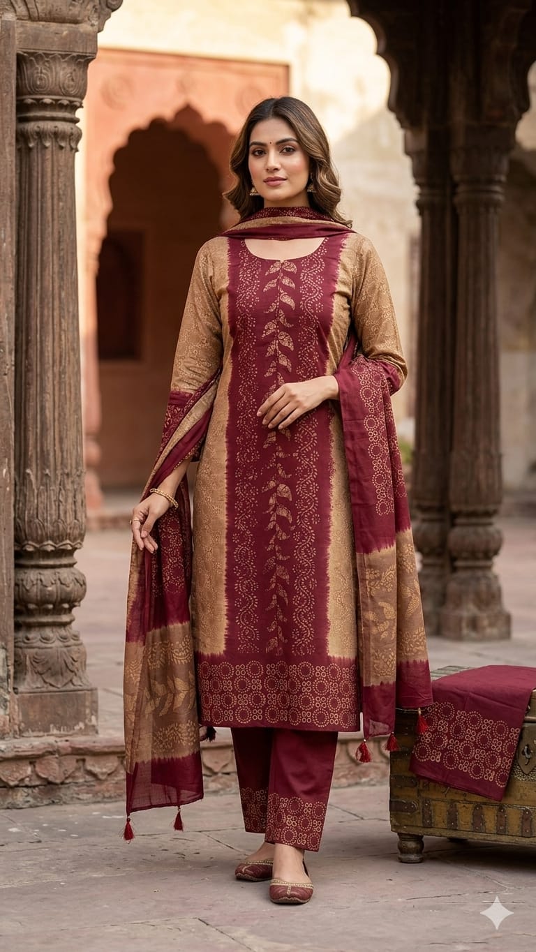 Unstitch Silk Batik Three Piece