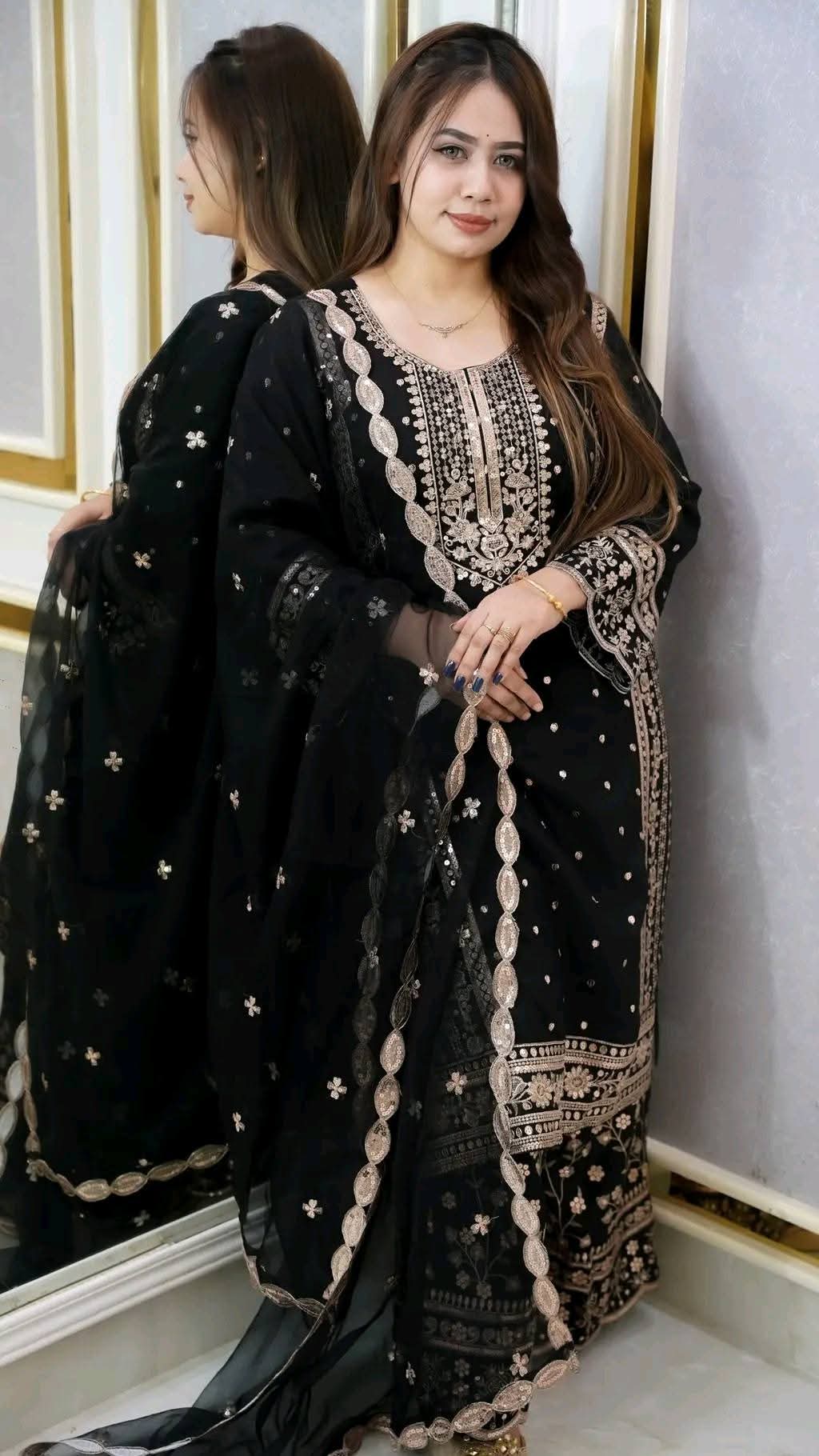 Premium Soft Jorjet With sequence embroidery Three Piece_img_7
